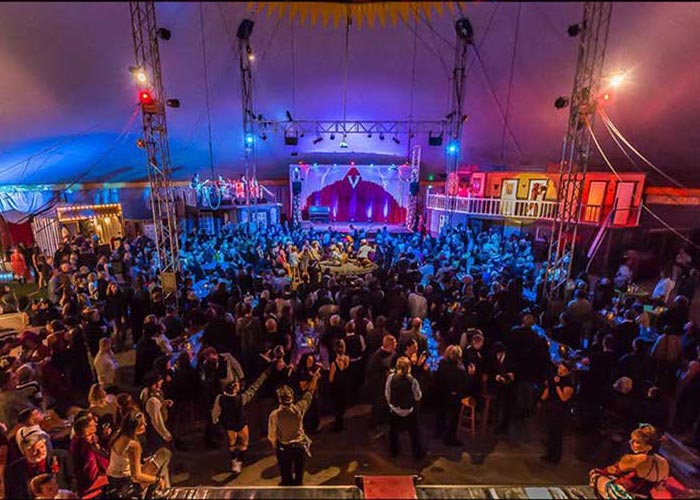 Image of The Soiled Dove dinner theater under Vau de Vire's Tortona Big Top